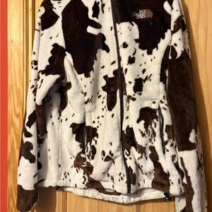 The North Face Brown and White Cowprint Fleece Jacket